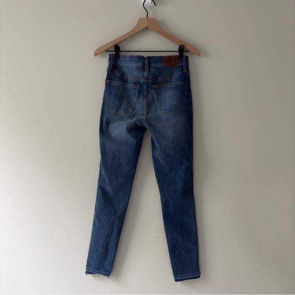 Madewell 10” High-Rise Skinny Jeans Button Fly Distressed denim casual dark Wash - Picture 2 of 14